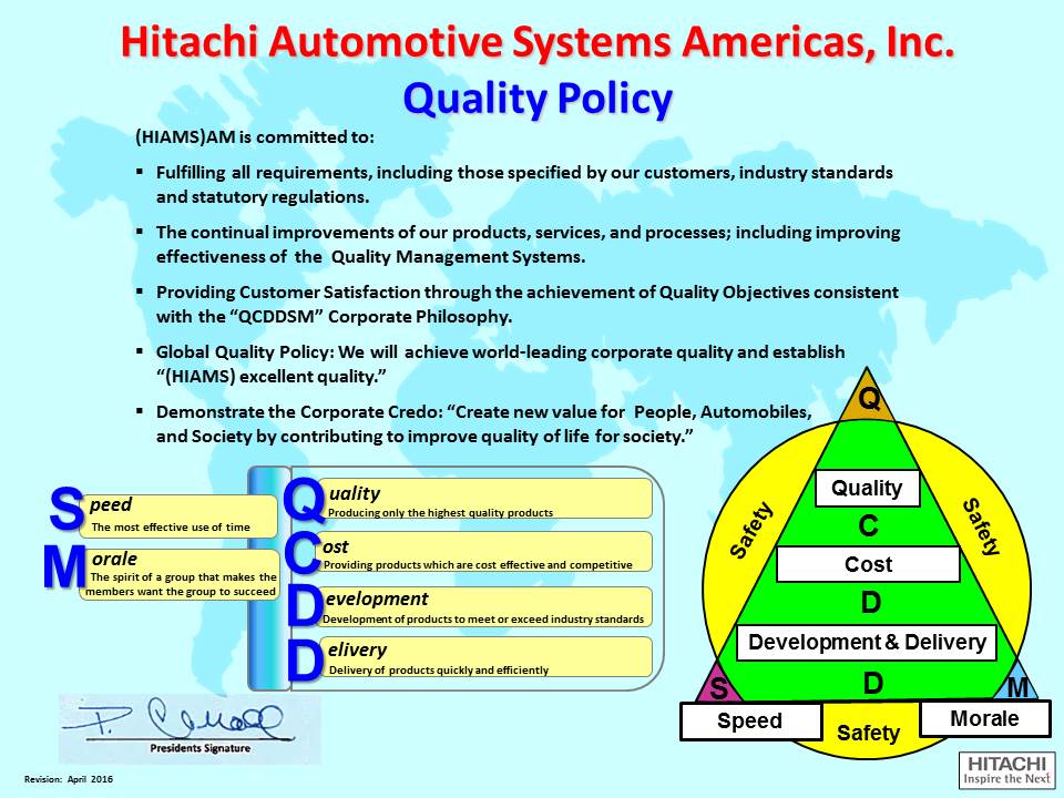 Quality Policy Hitachi Automotive Systems Americas Inc.